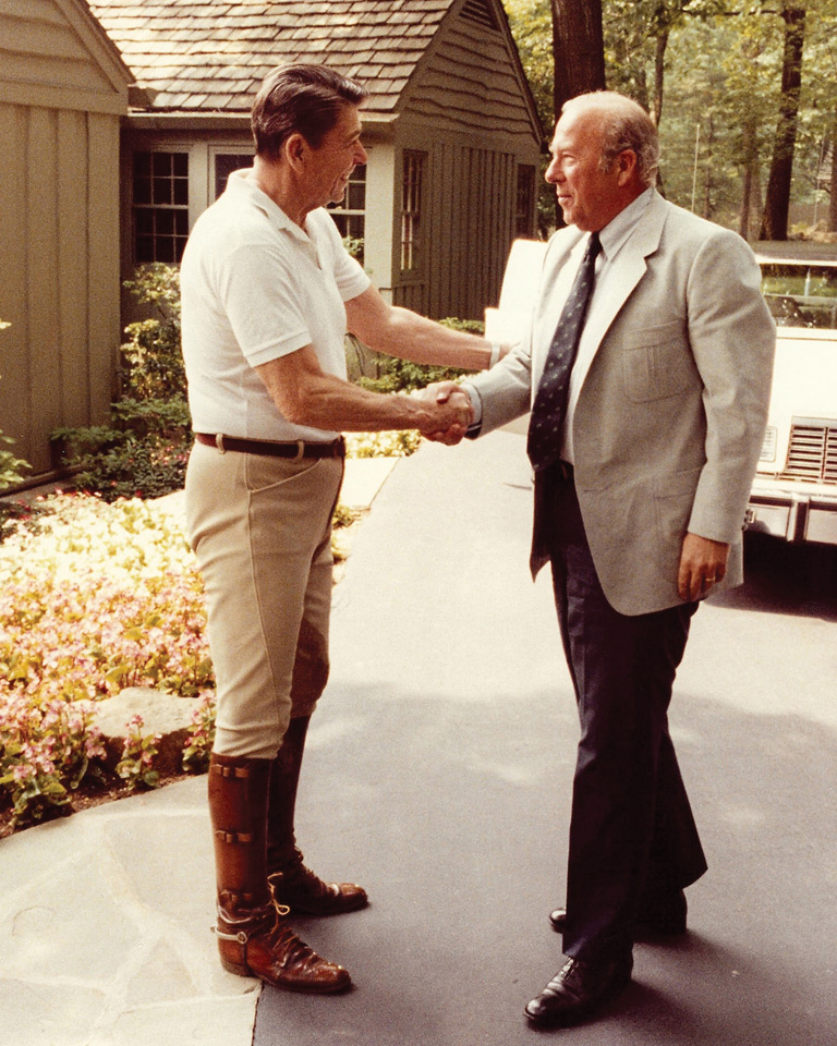 Shultz and Reagan at Camp David.